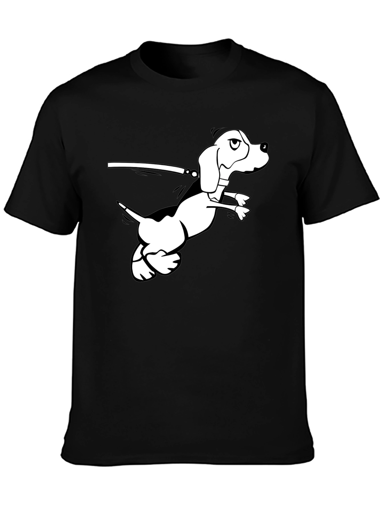 Black T-Shirt with Cartoon Dog Graphic