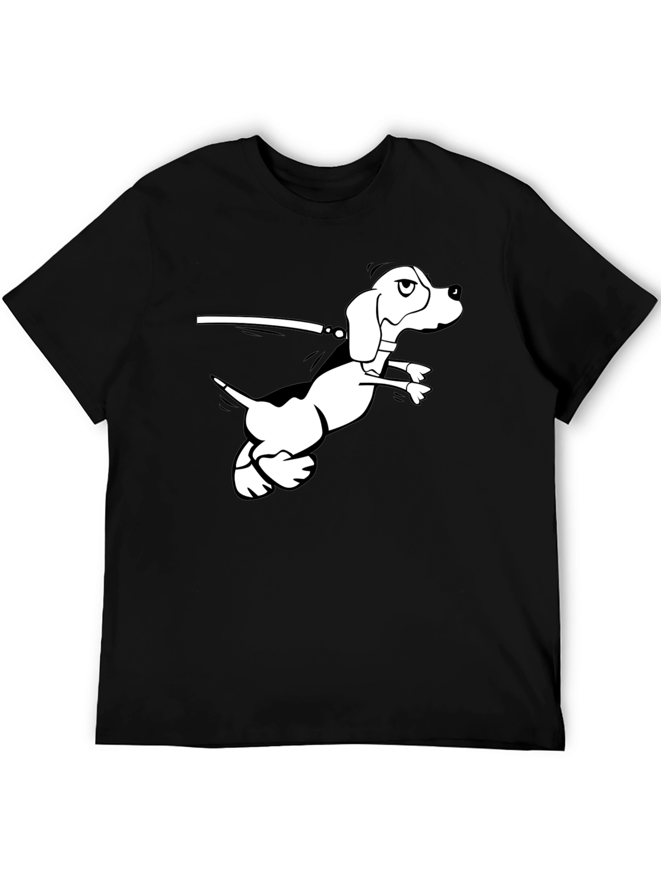 Black T-Shirt with Cartoon Dog Graphic