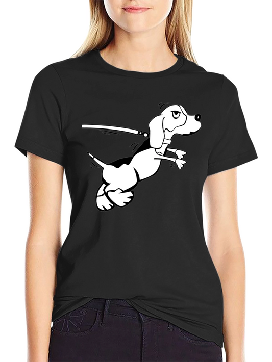 Black T-Shirt with Cartoon Dog Graphic