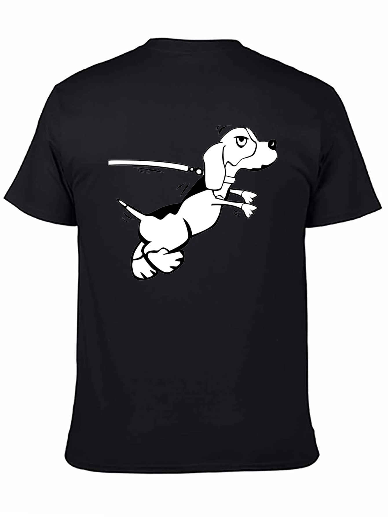 Black T-Shirt with Cartoon Dog Graphic