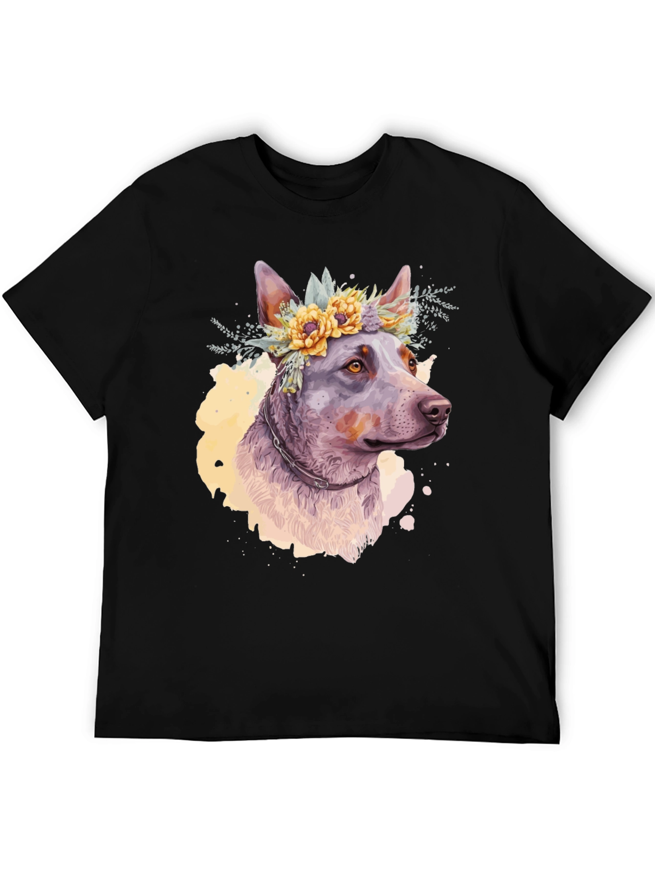 Dog with Floral Crown Graphic Tee
