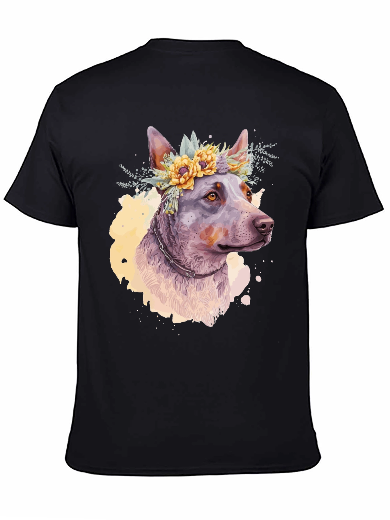 Dog with Floral Crown Graphic Tee