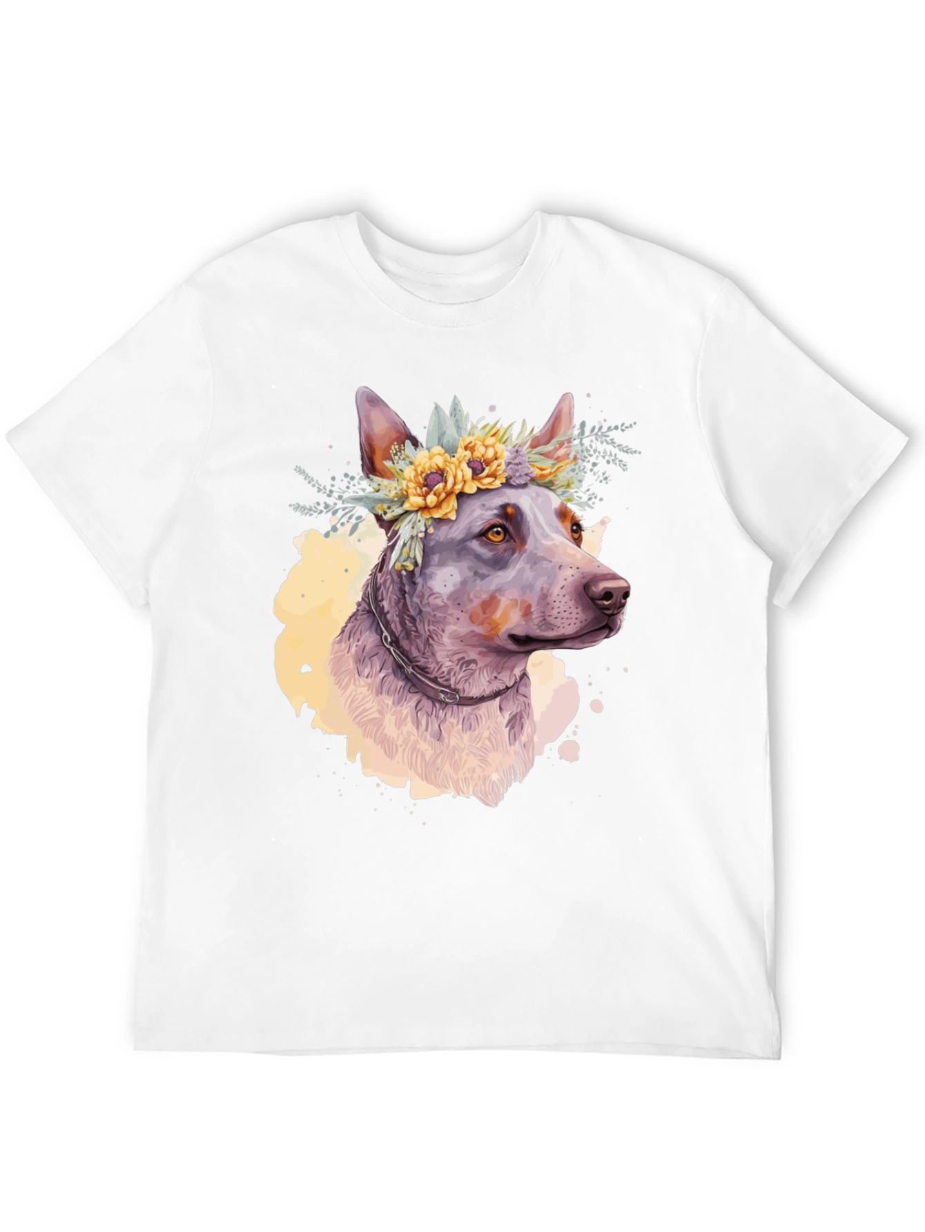 Dog with Floral Crown Graphic Tee