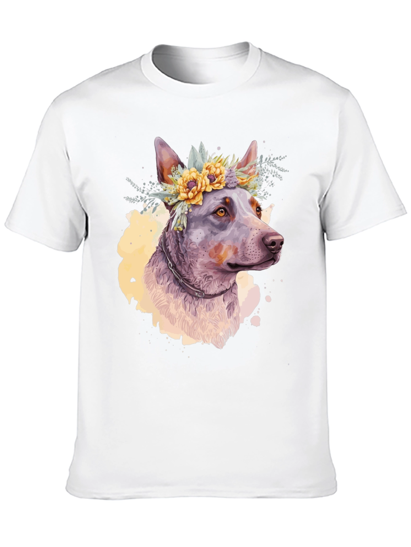 Dog with Floral Crown Graphic Tee