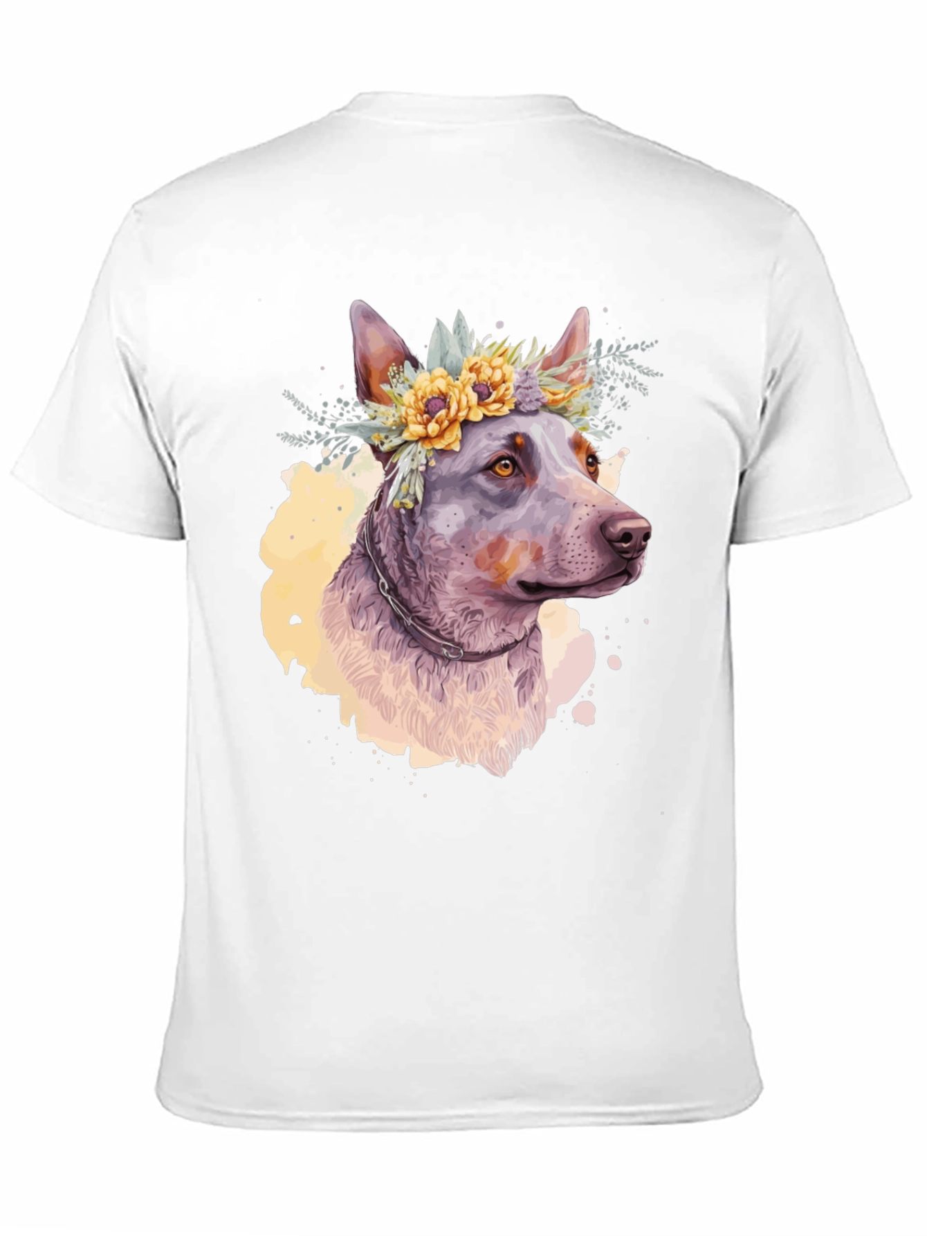 Dog with Floral Crown Graphic Tee