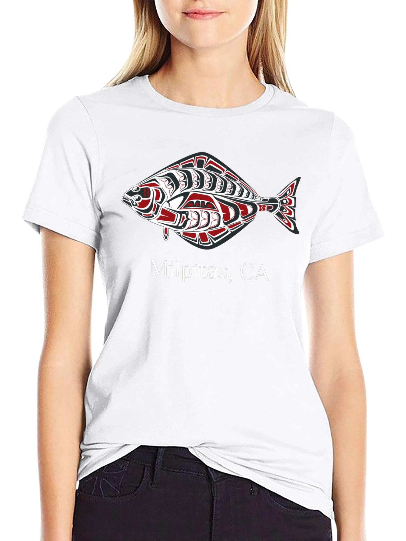 Milpitas CA Fish Design Graphic T-Shirt