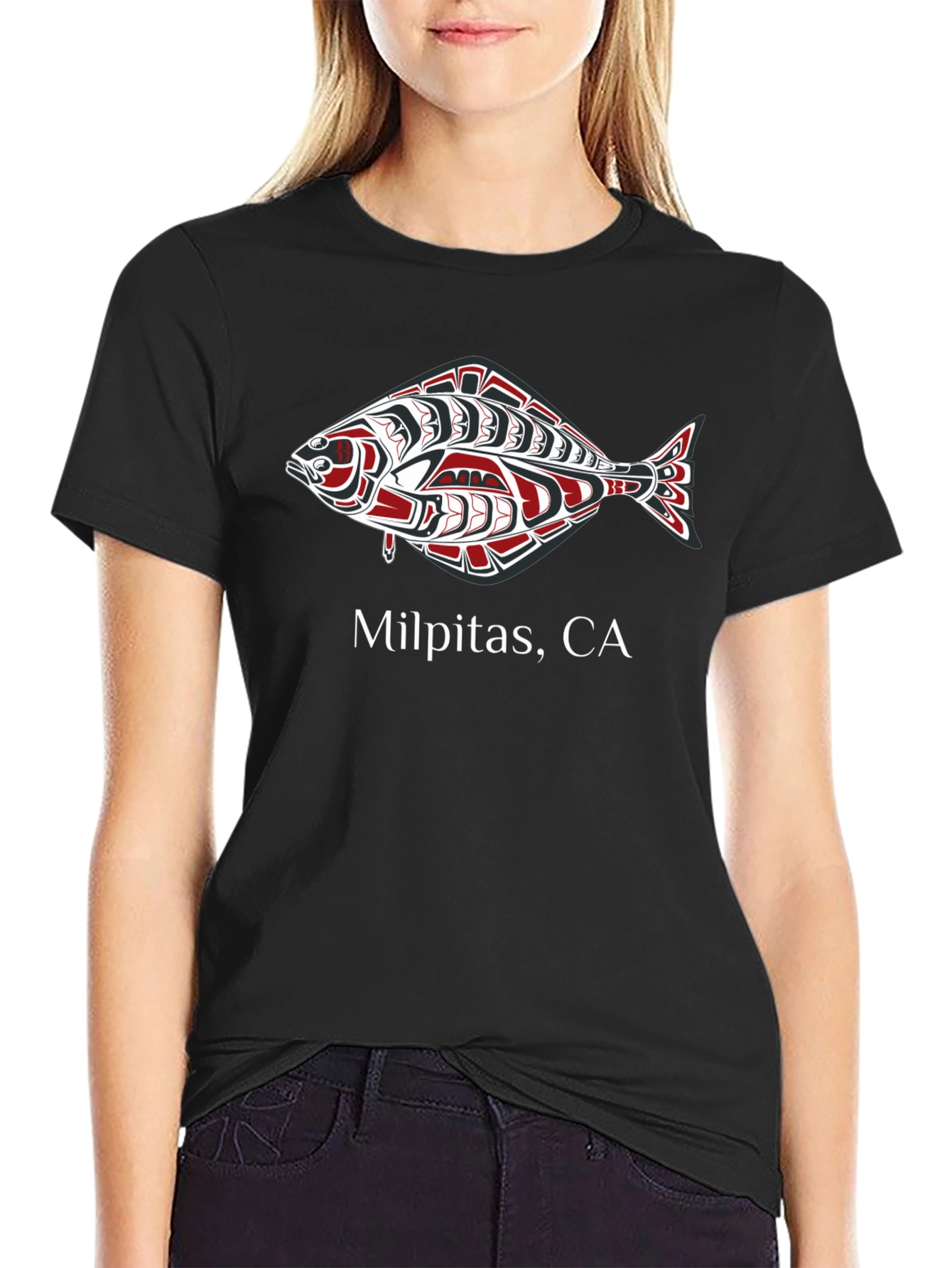 Milpitas CA Fish Design Graphic T-Shirt