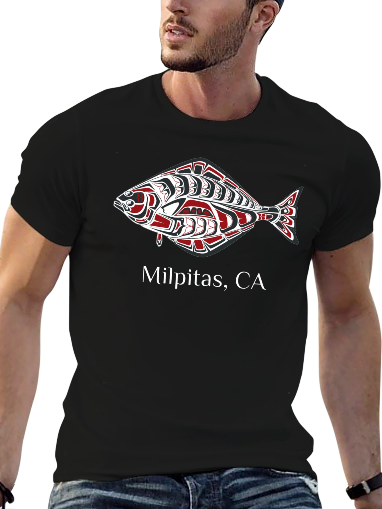 Milpitas CA Fish Design Graphic T-Shirt