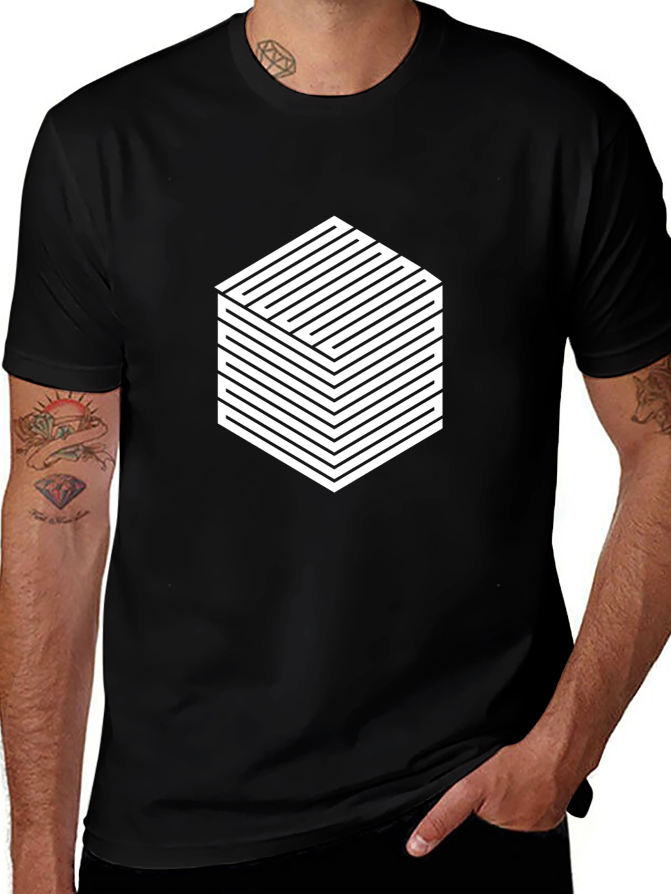 Abstract Cube Graphic Tee - Modern Geometric Design