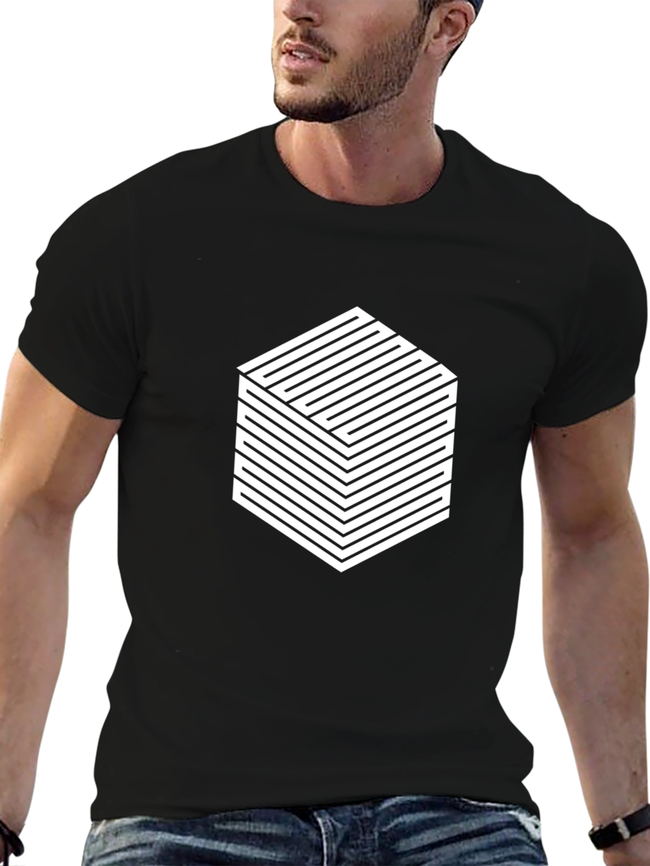 Abstract Cube Graphic Tee - Modern Geometric Design