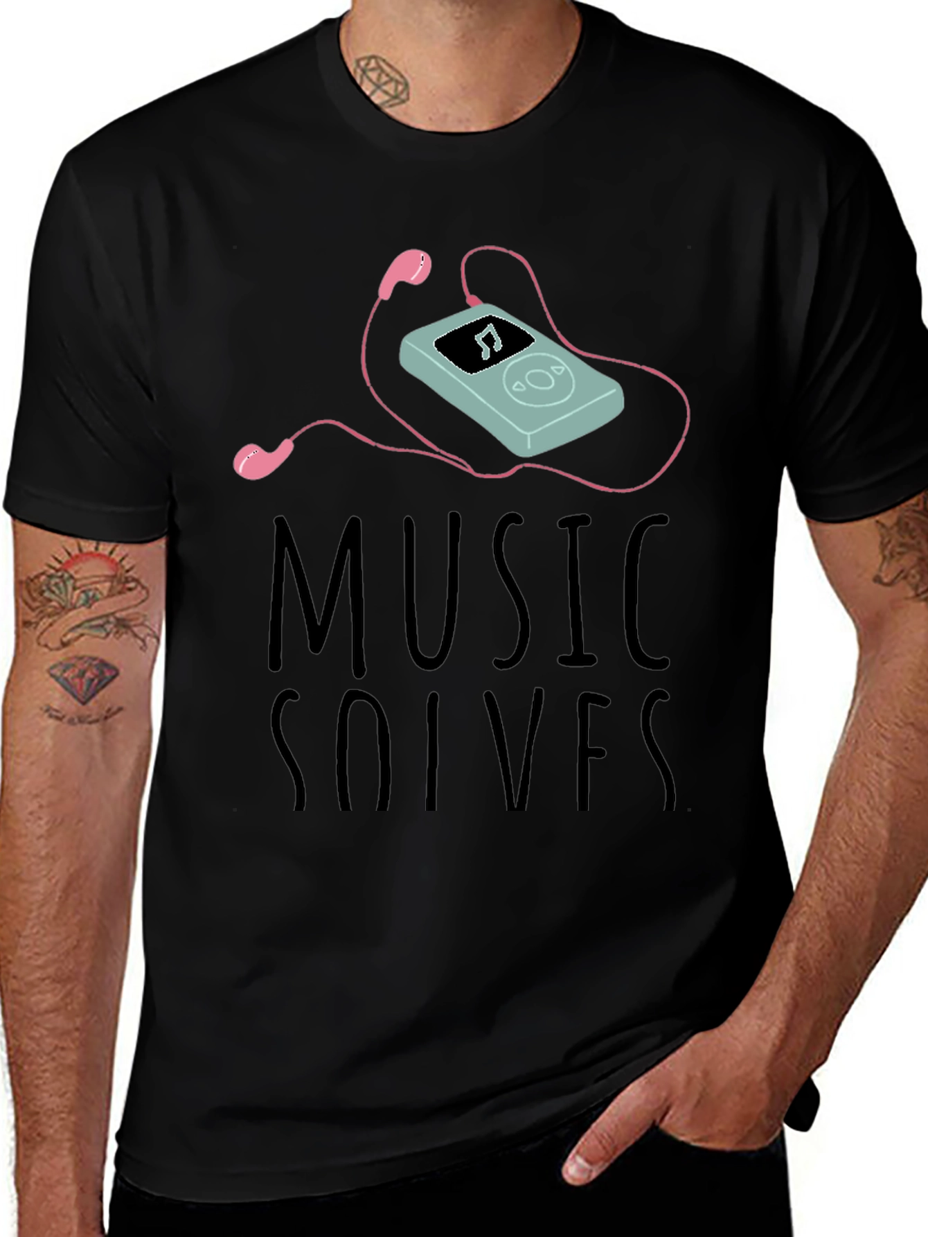 Music Solves T-Shirt - Cotton Blend - Cool Design