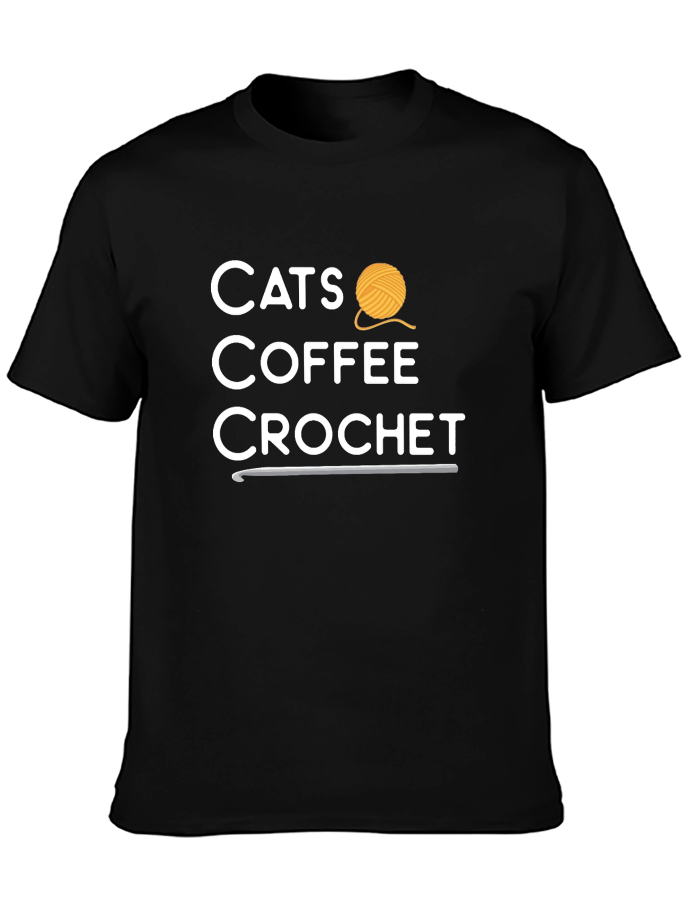 Cats Coffee Crochet Graphic T-Shirt