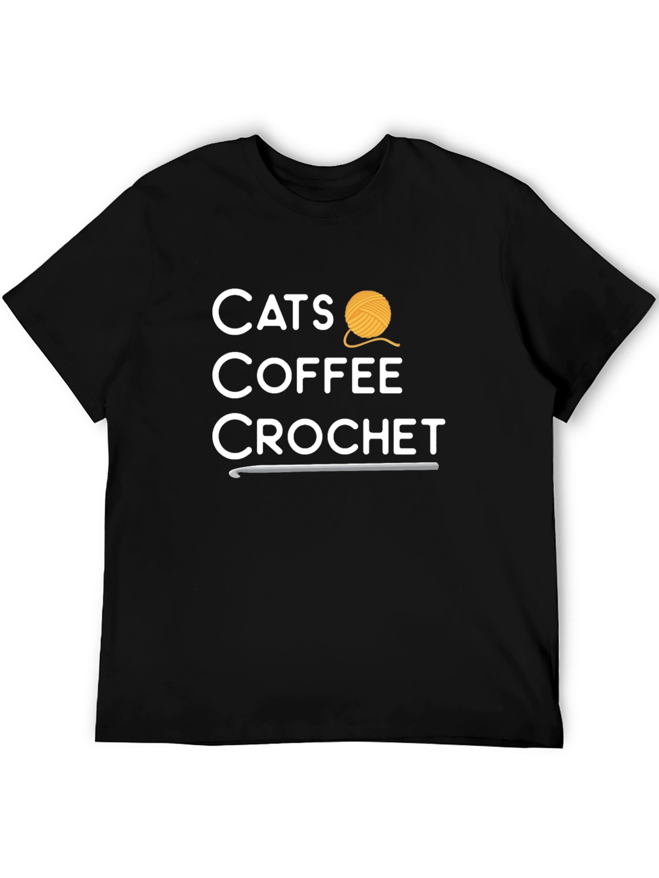 Cats Coffee Crochet Graphic T-Shirt
