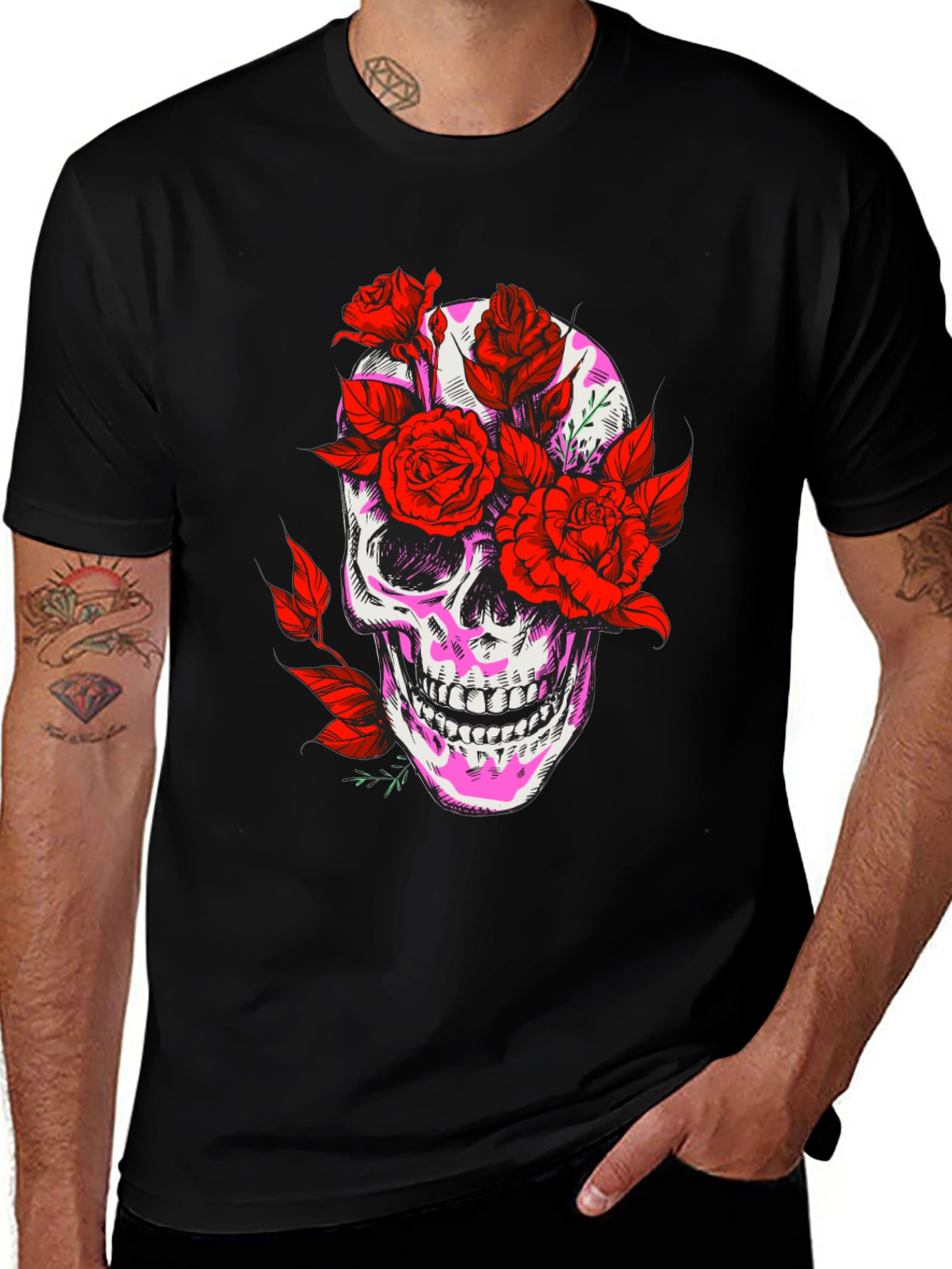 Skull & Roses Graphic Tee - Edgy Streetwear
