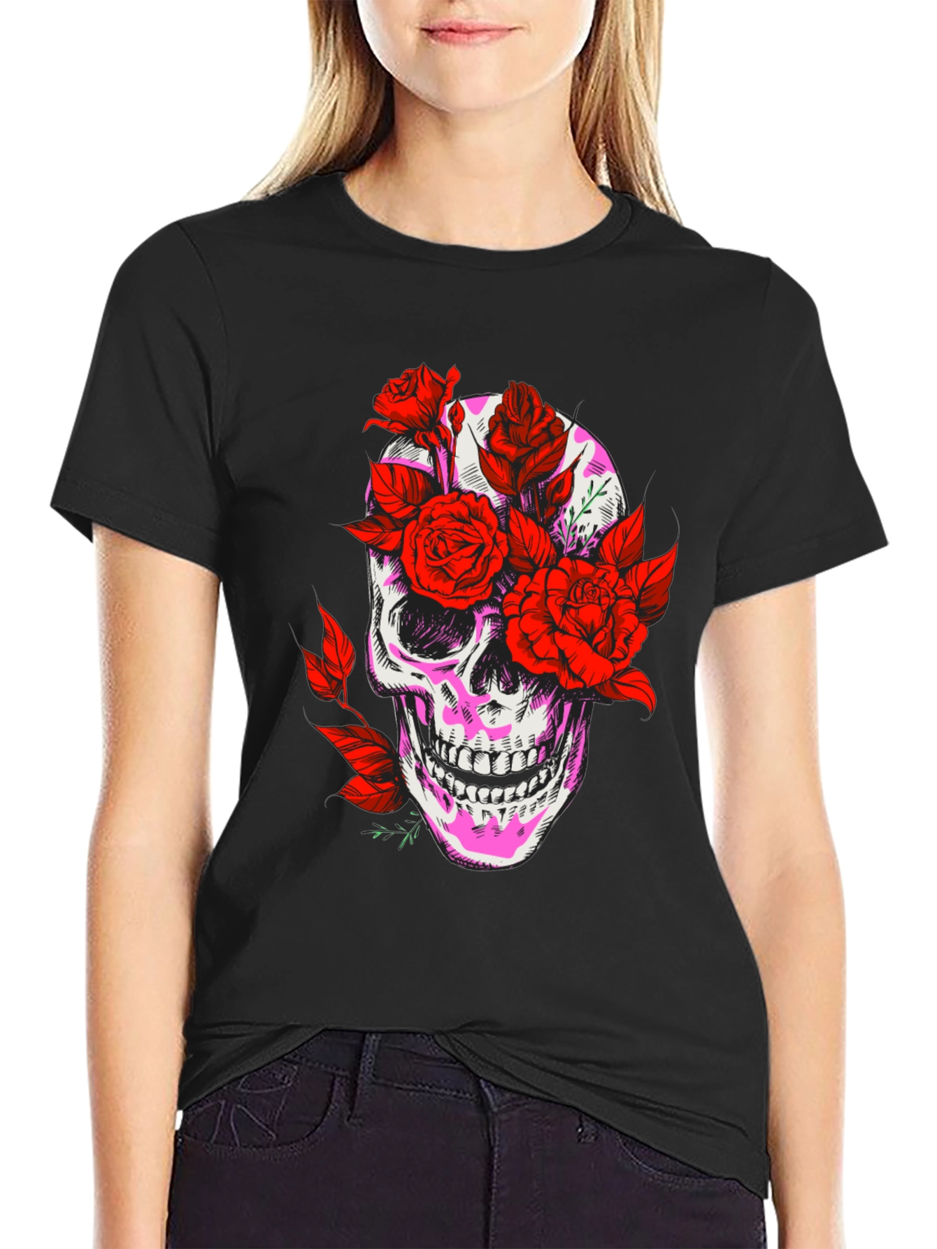 Skull & Roses Graphic Tee - Edgy Streetwear