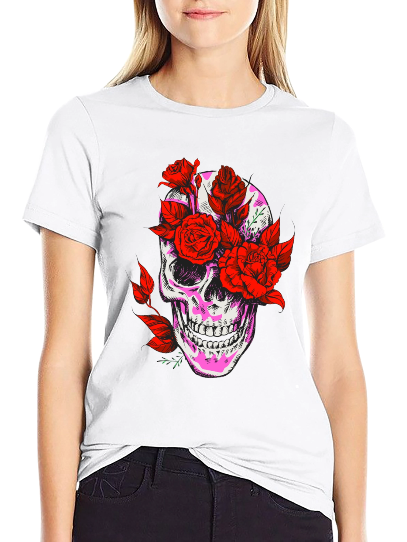 Skull & Roses Graphic Tee - Edgy Streetwear