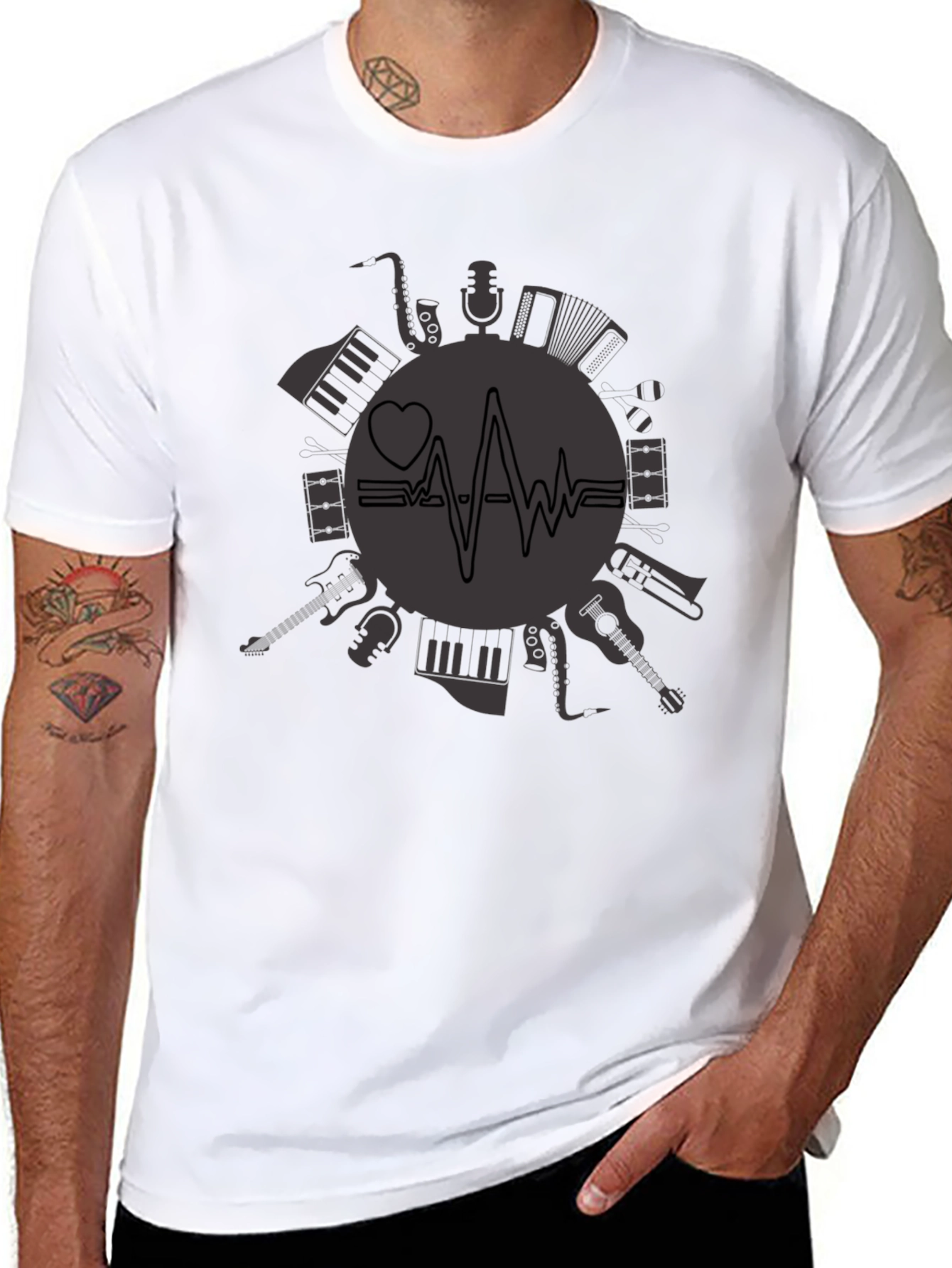 Music Lovers Black Graphic Tee