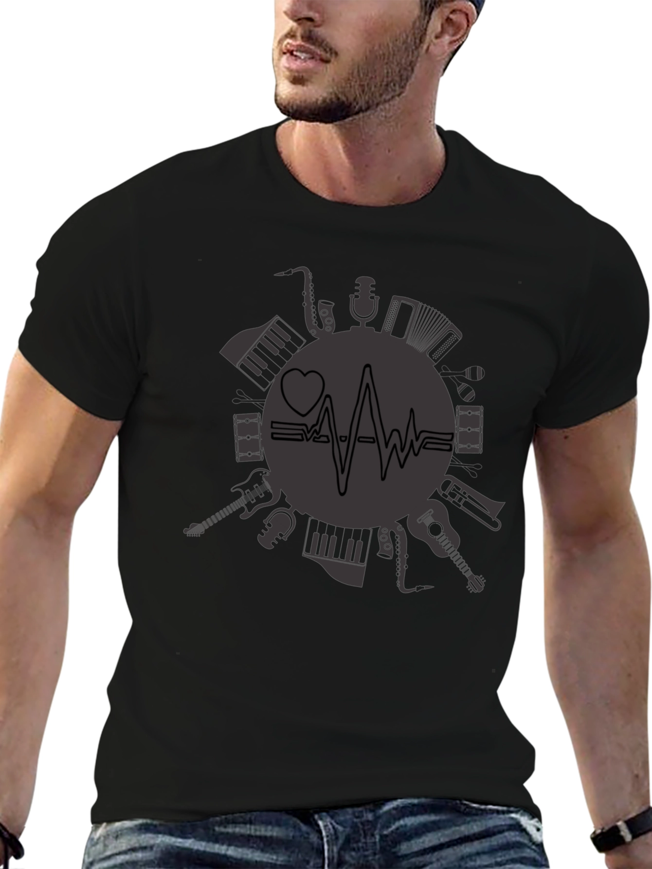 Music Lovers Black Graphic Tee