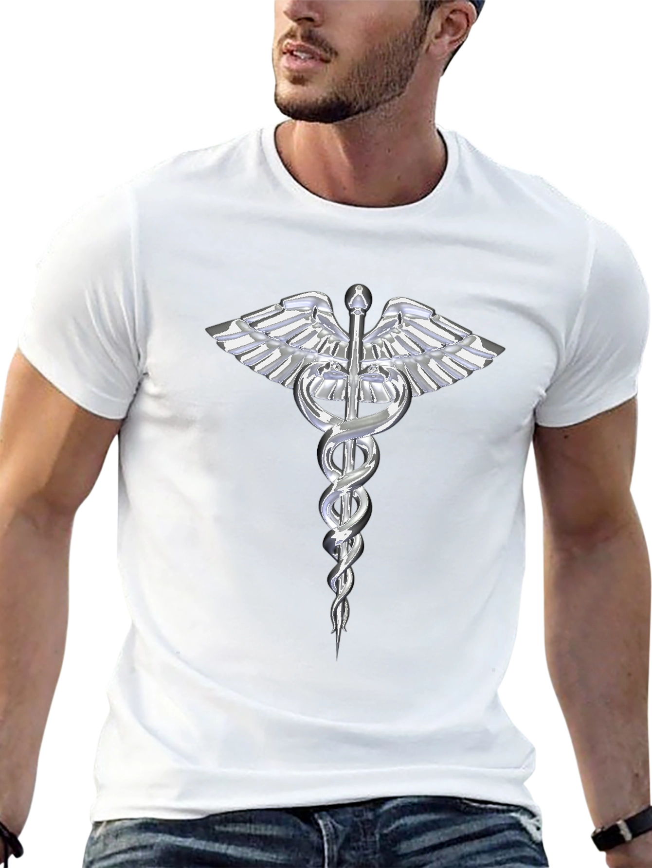 Caduceus T-Shirt - Medical Symbol Black Tee