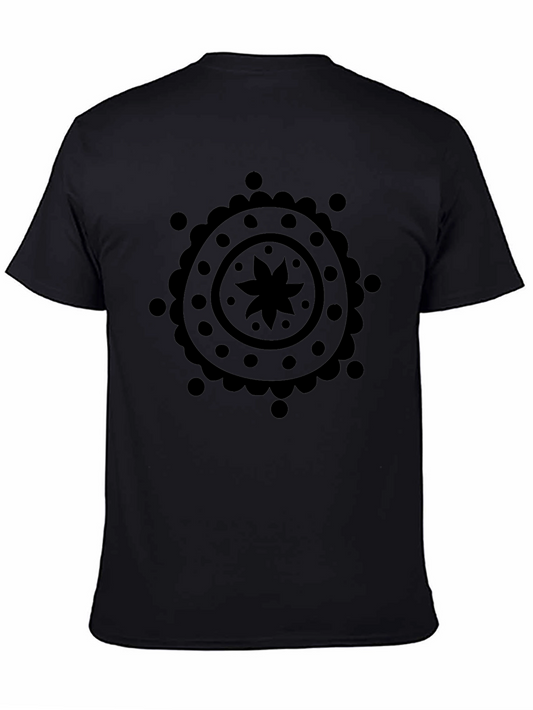 Black Mandala Graphic Print Mens T-Shirt