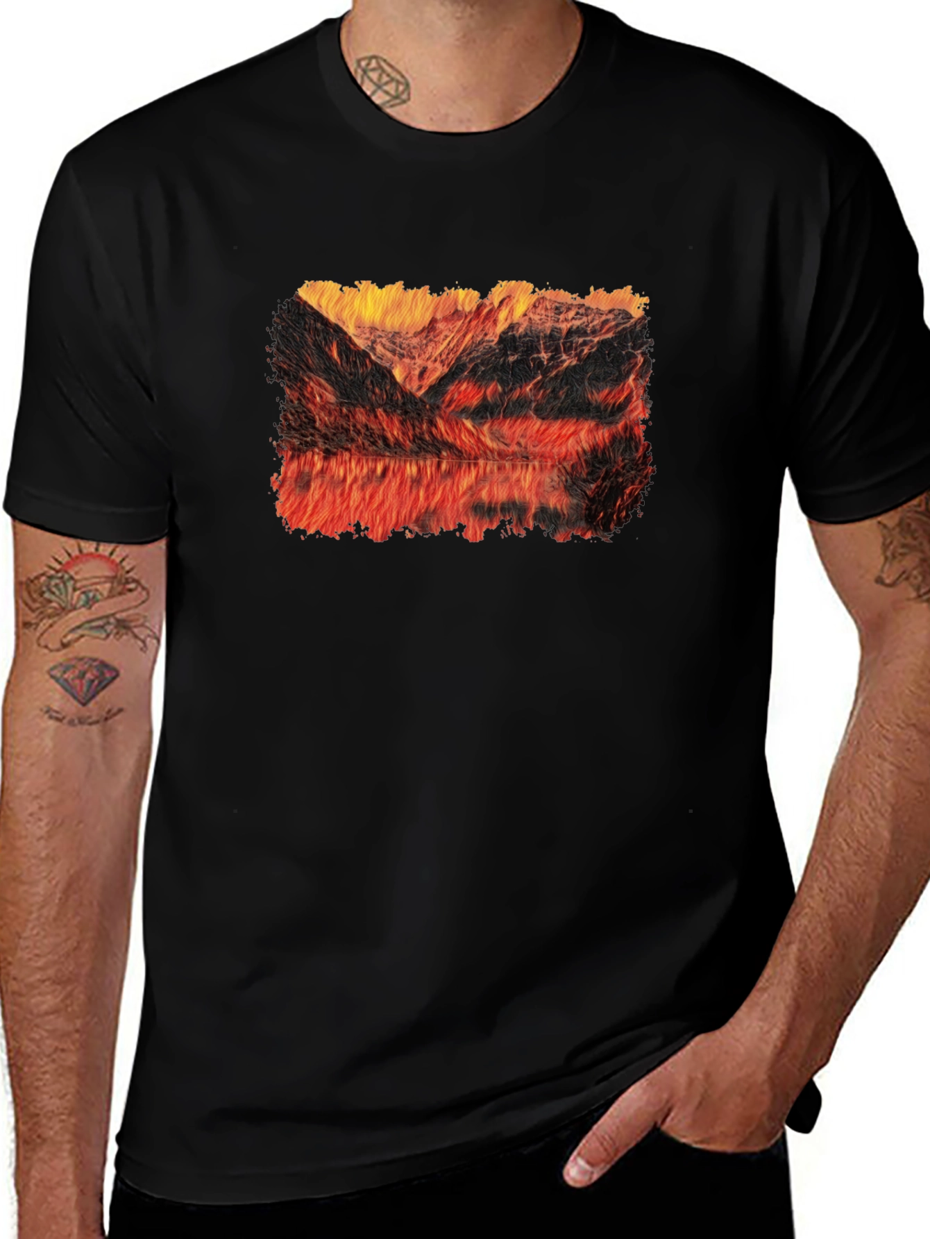 Mountain Lake T-Shirt - Fiery Reflection
