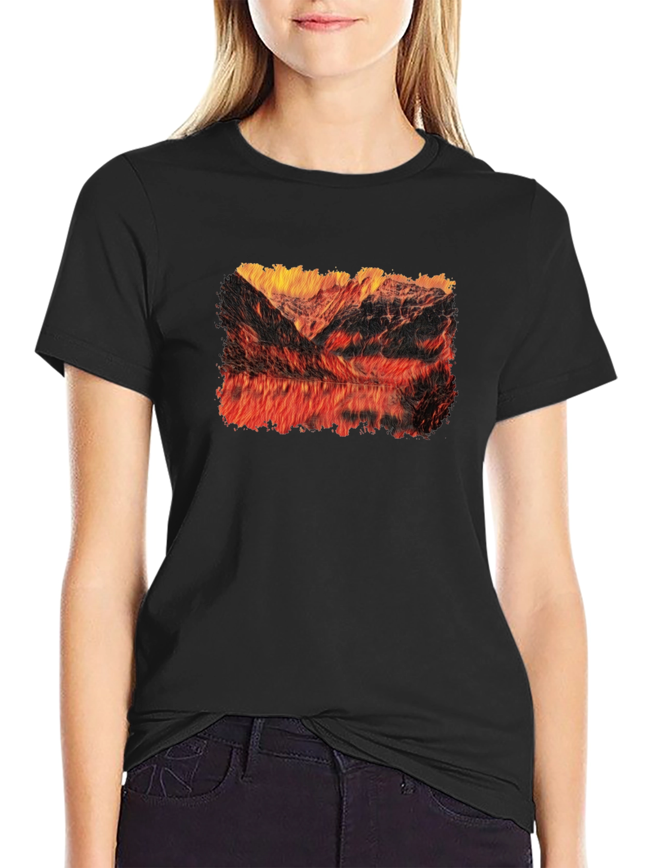 Mountain Lake T-Shirt - Fiery Reflection