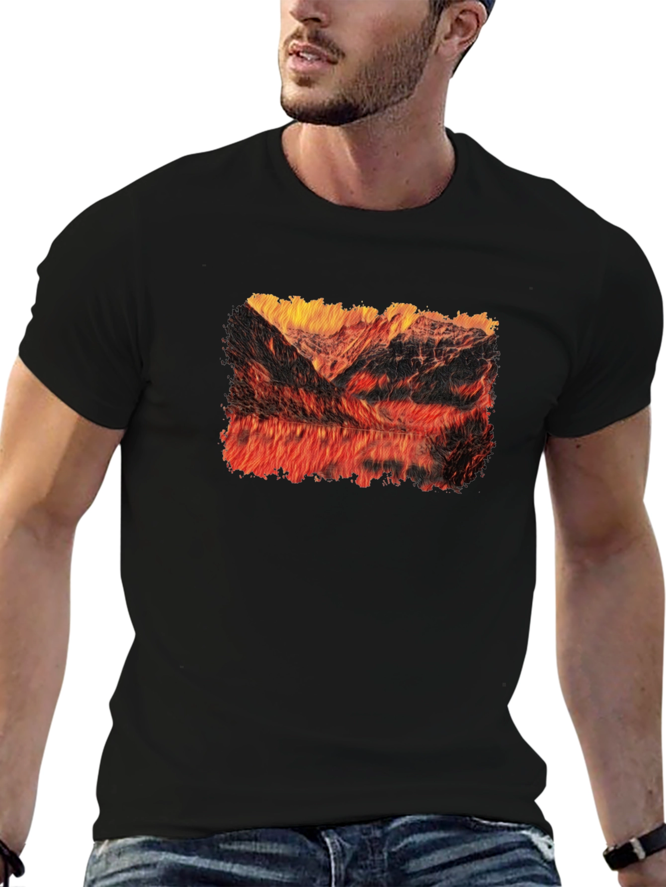 Mountain Lake T-Shirt - Fiery Reflection