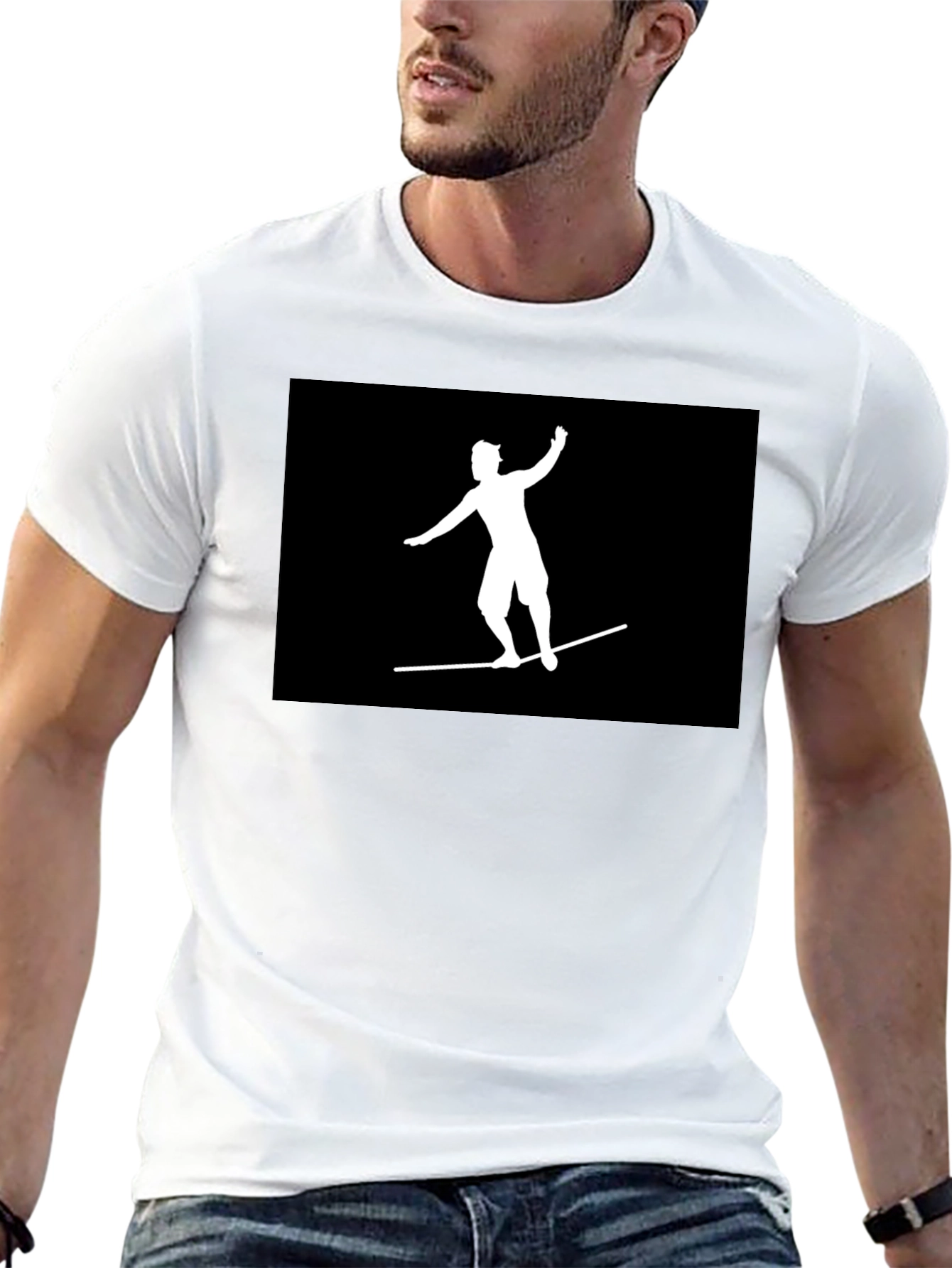Black T-Shirt Surfer Graphic Tee Casual Wear