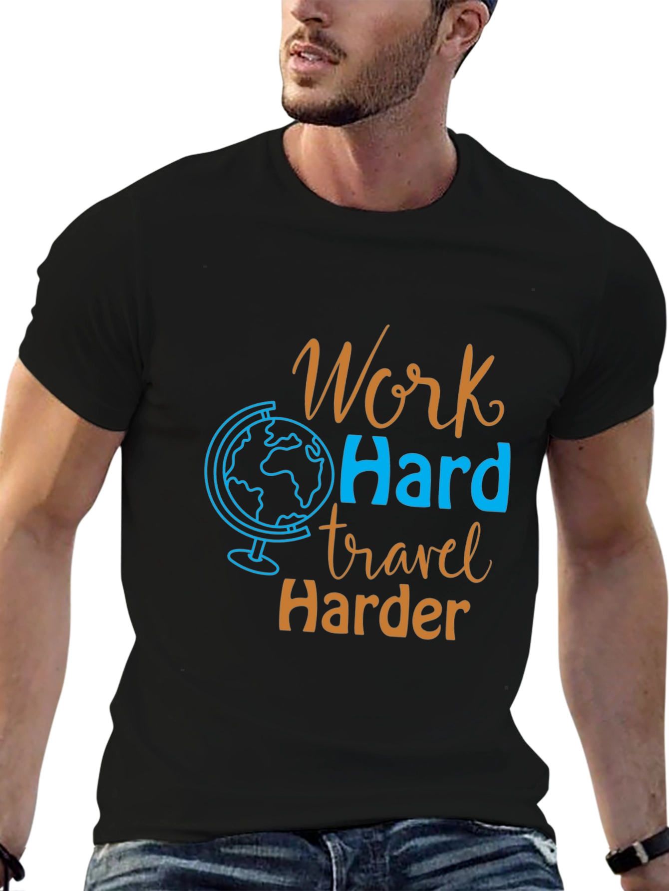Work Hard Travel Harder Graphic Tee - Black