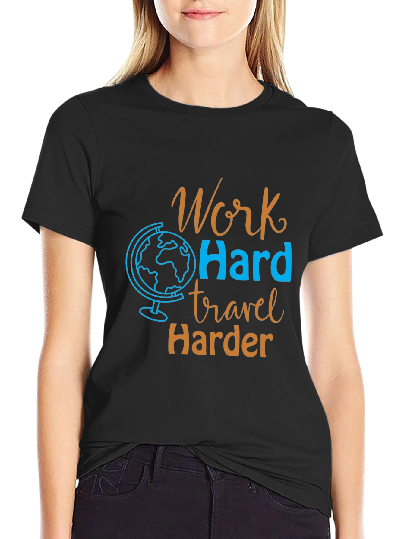 Work Hard Travel Harder Graphic Tee - Black