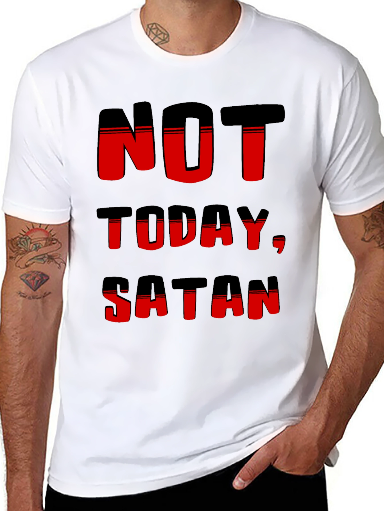 Not Today Satan Graphic Tee - Black
