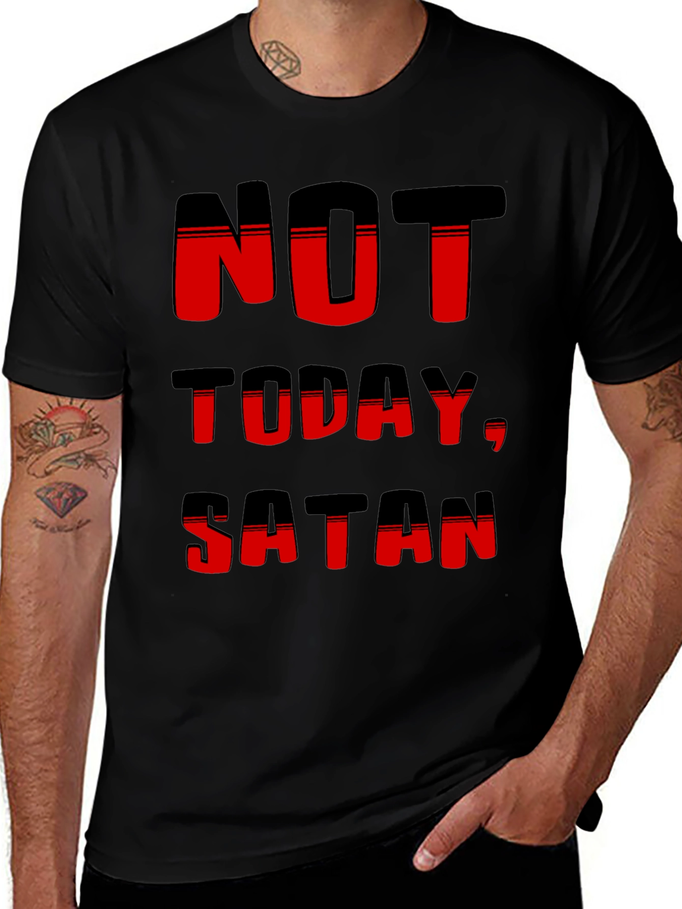Not Today Satan Graphic Tee - Black