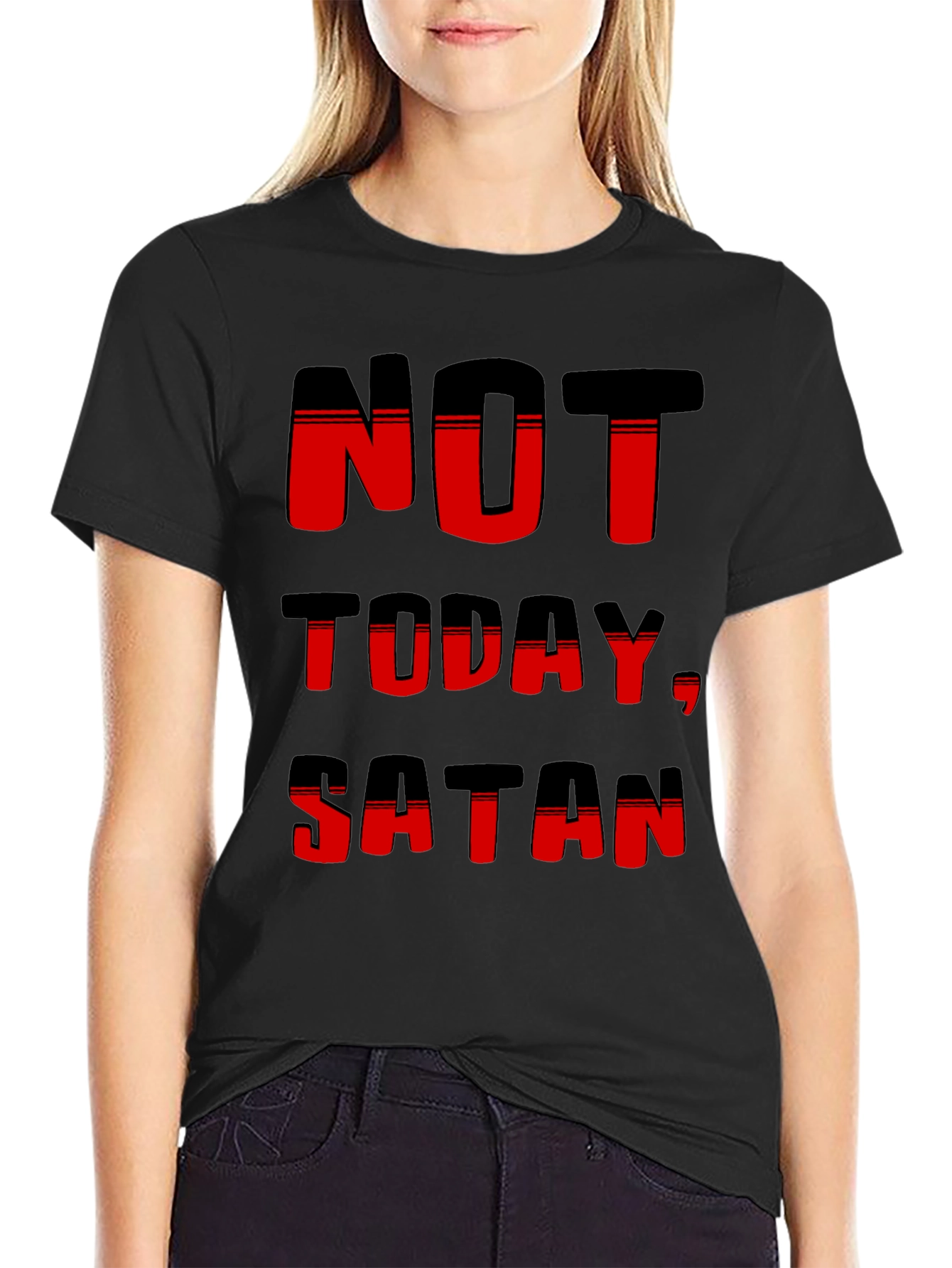 Not Today Satan Graphic Tee - Black