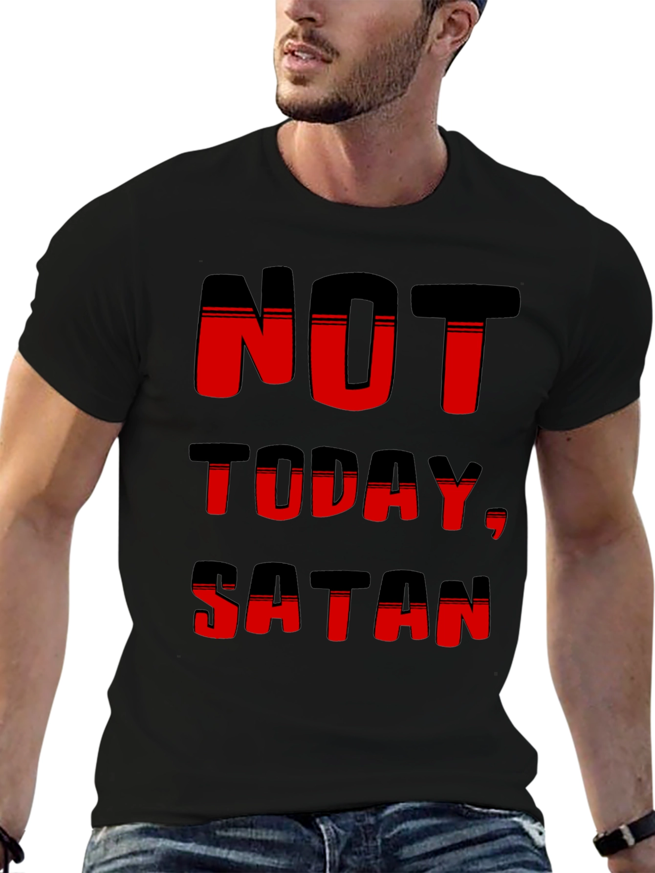 Not Today Satan Graphic Tee - Black