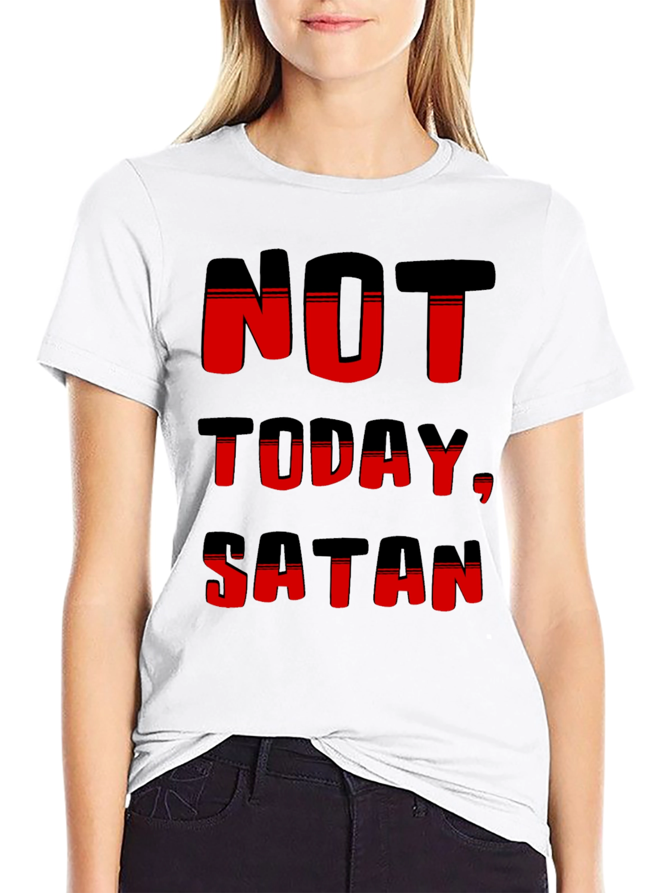 Not Today Satan Graphic Tee - Black