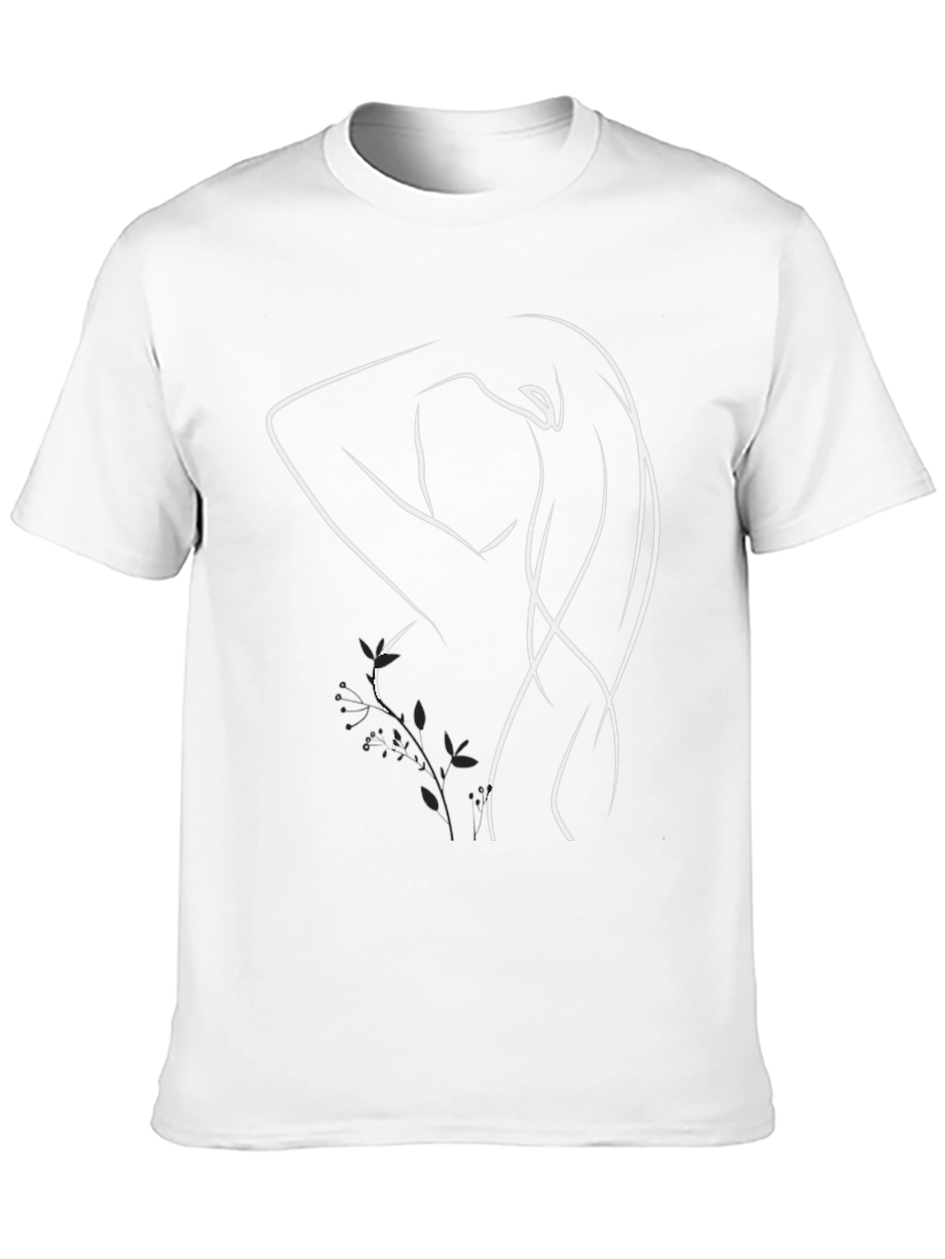 Minimalist Woman Line Art Black T-Shirt