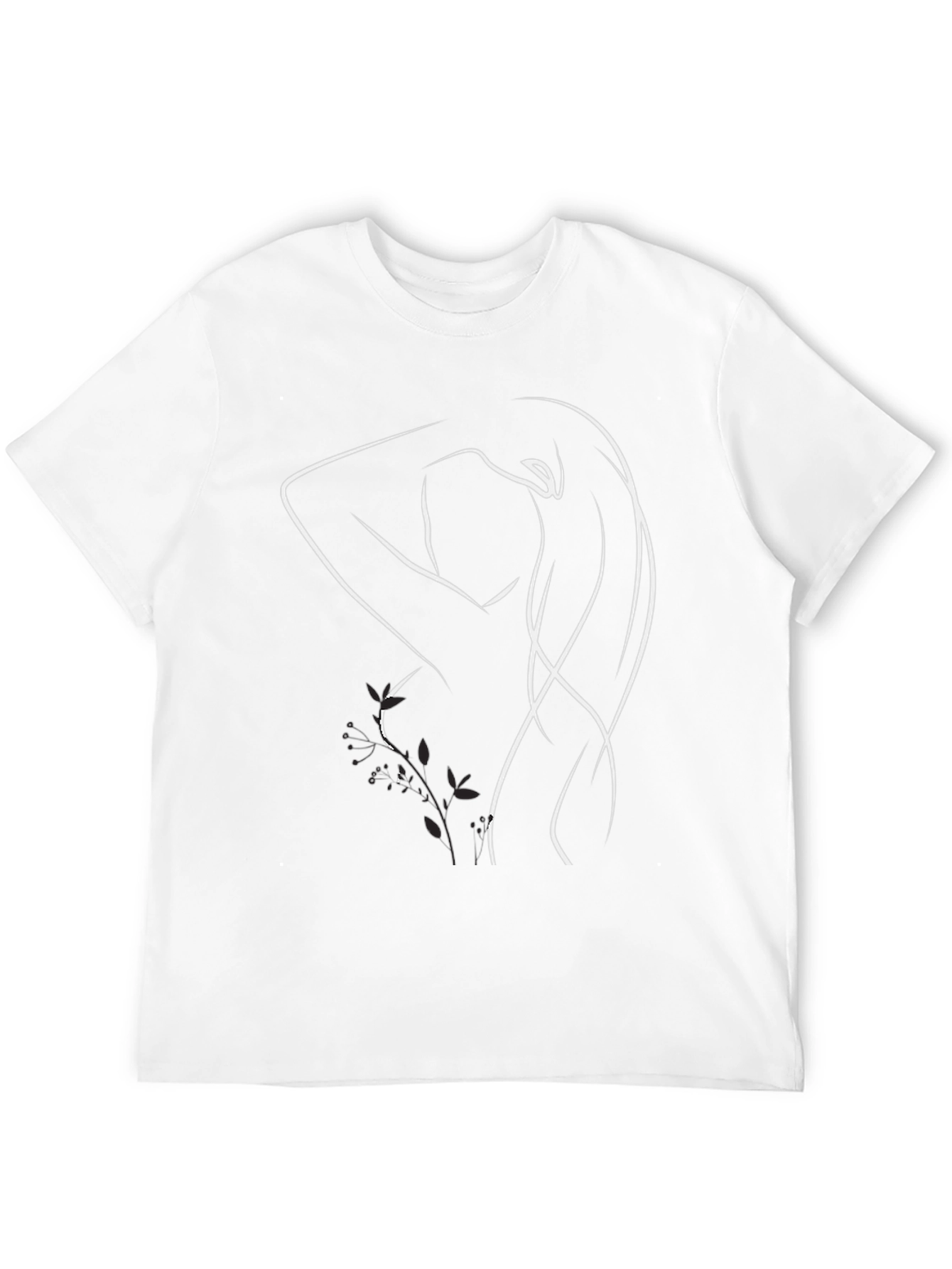 Minimalist Woman Line Art Black T-Shirt