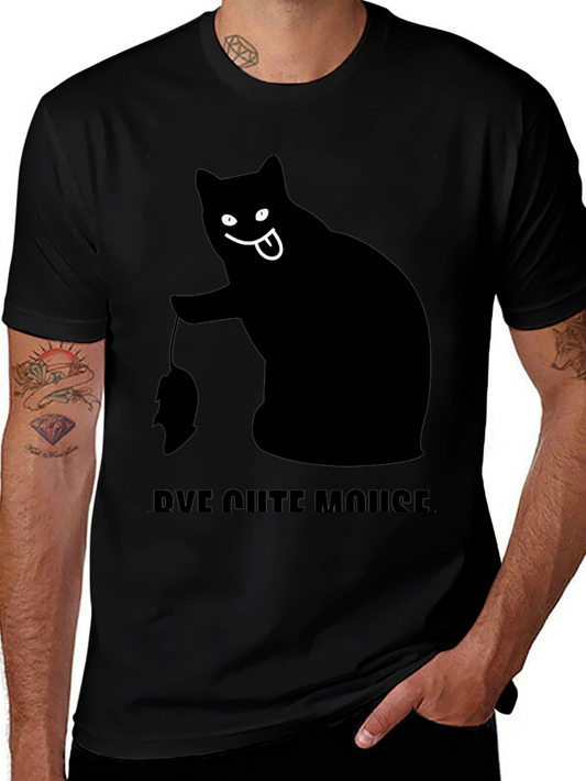Black Cat Bye Cute Mouse T-Shirt