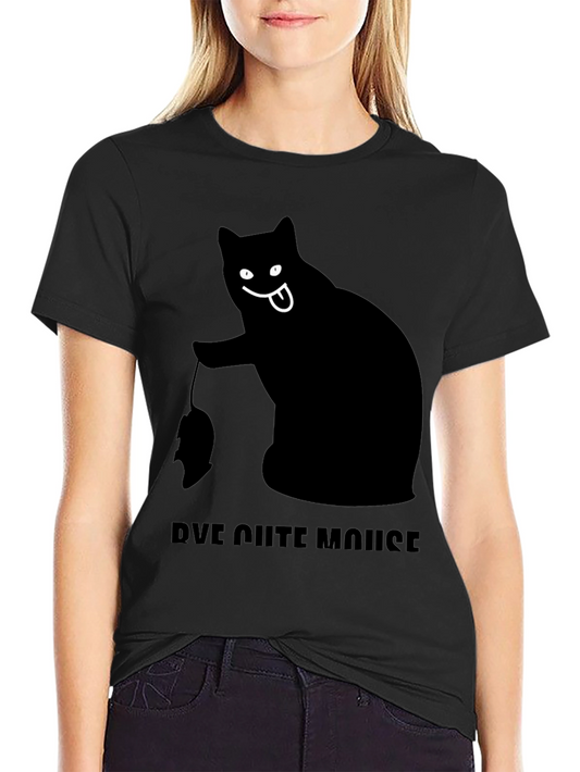 Black Cat Bye Cute Mouse T-Shirt
