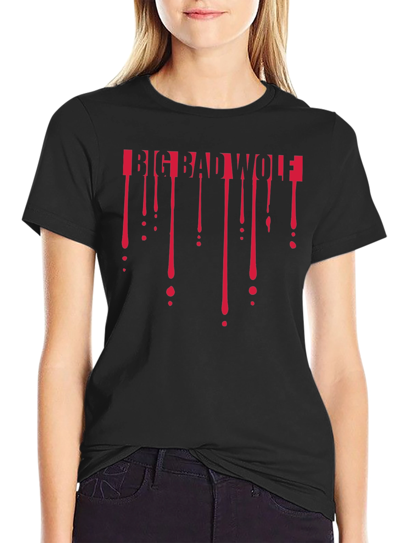 Big Bad Wolf Dripping T-Shirt - Black