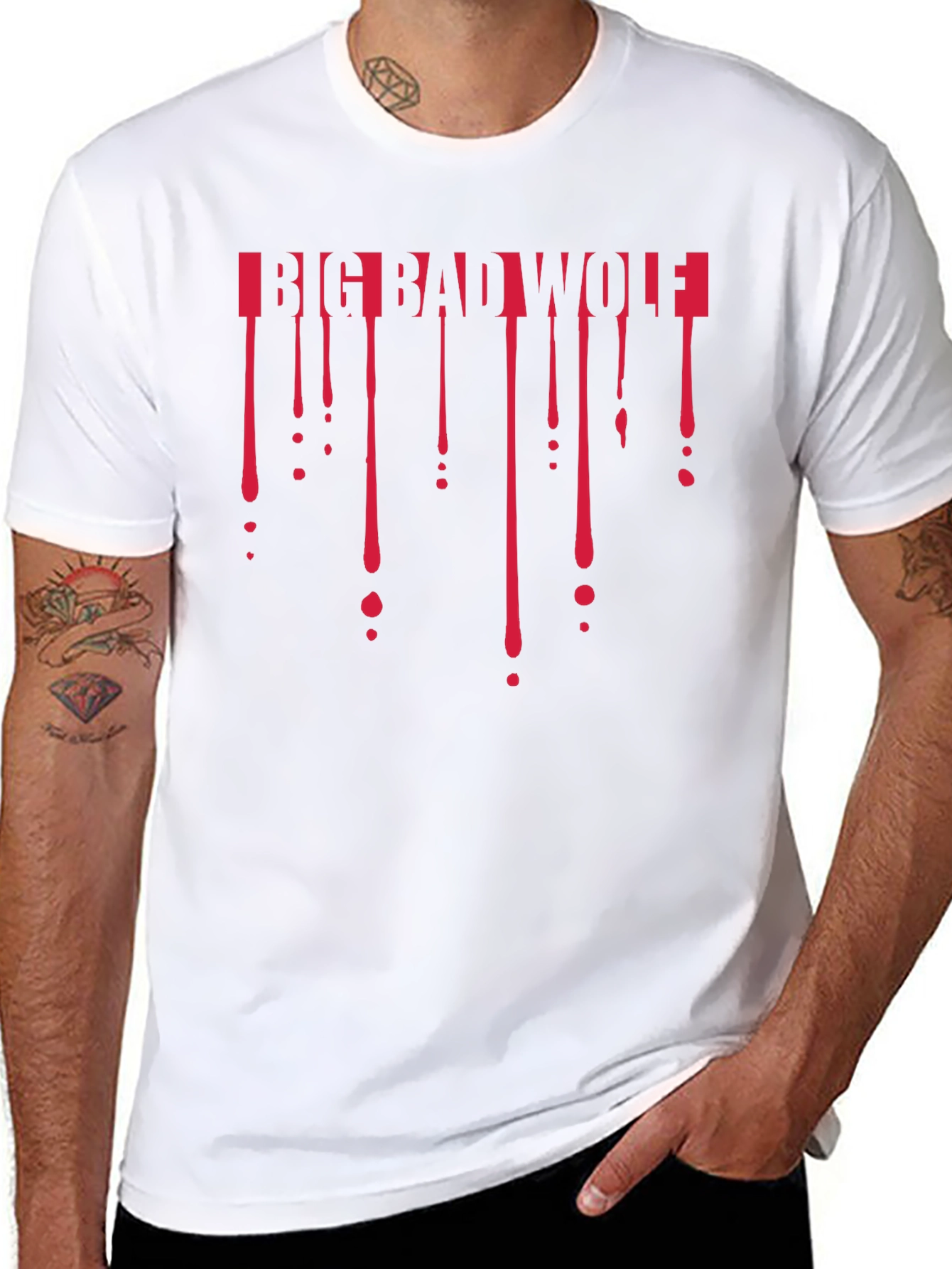 Big Bad Wolf Dripping T-Shirt - Black