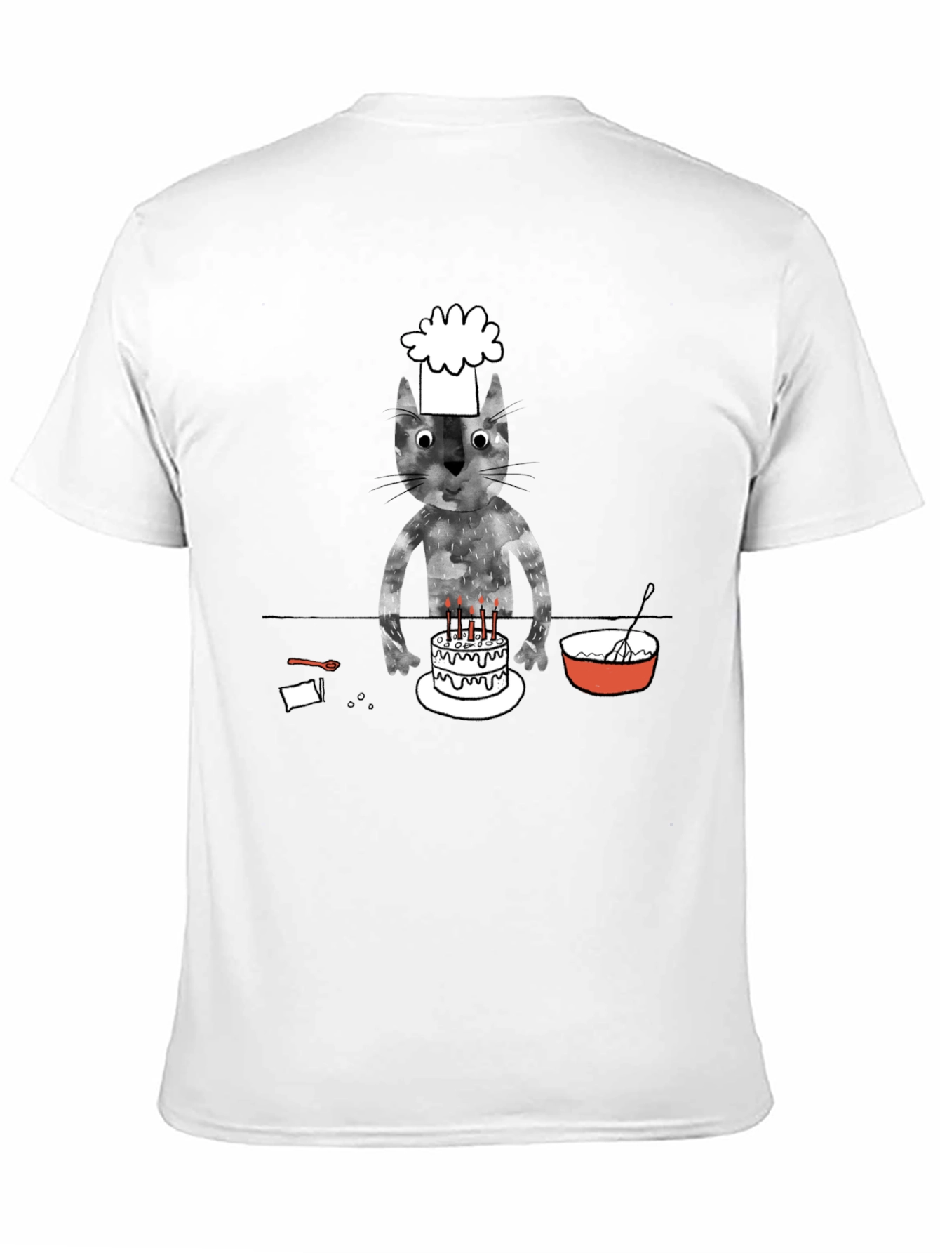 Chef Cat Birthday Cake T-Shirt - Black