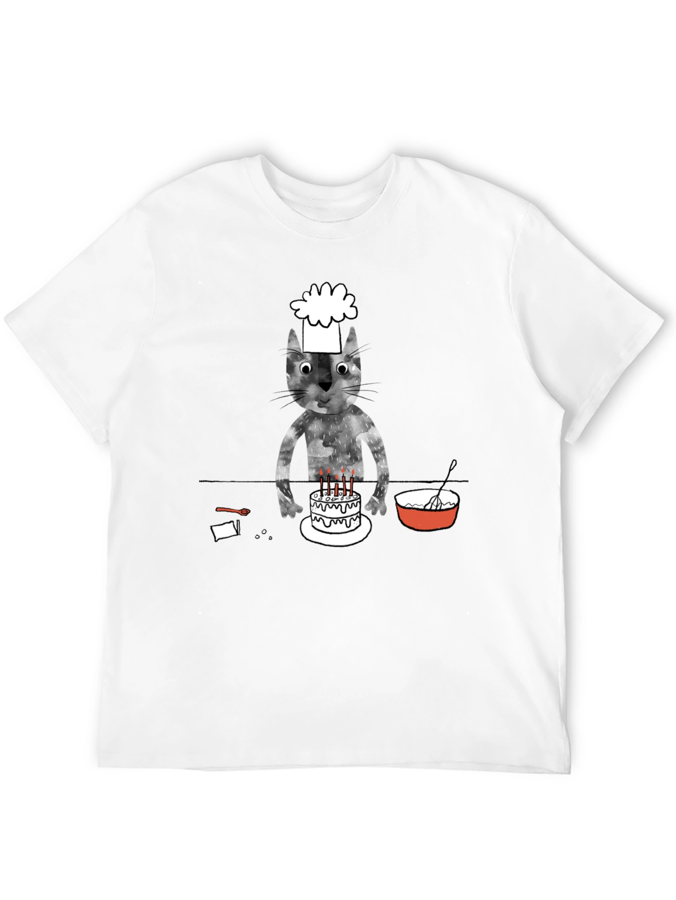 Chef Cat Birthday Cake T-Shirt - Black