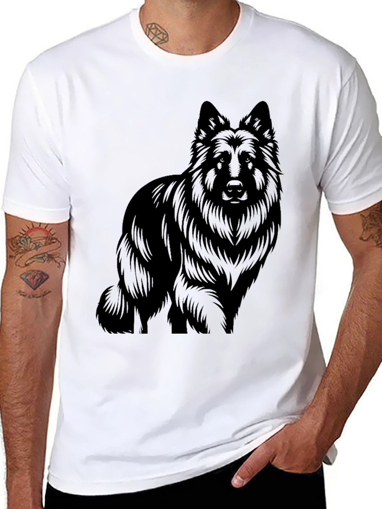 Black Dog Graphic Tee - Stylish Canine Design