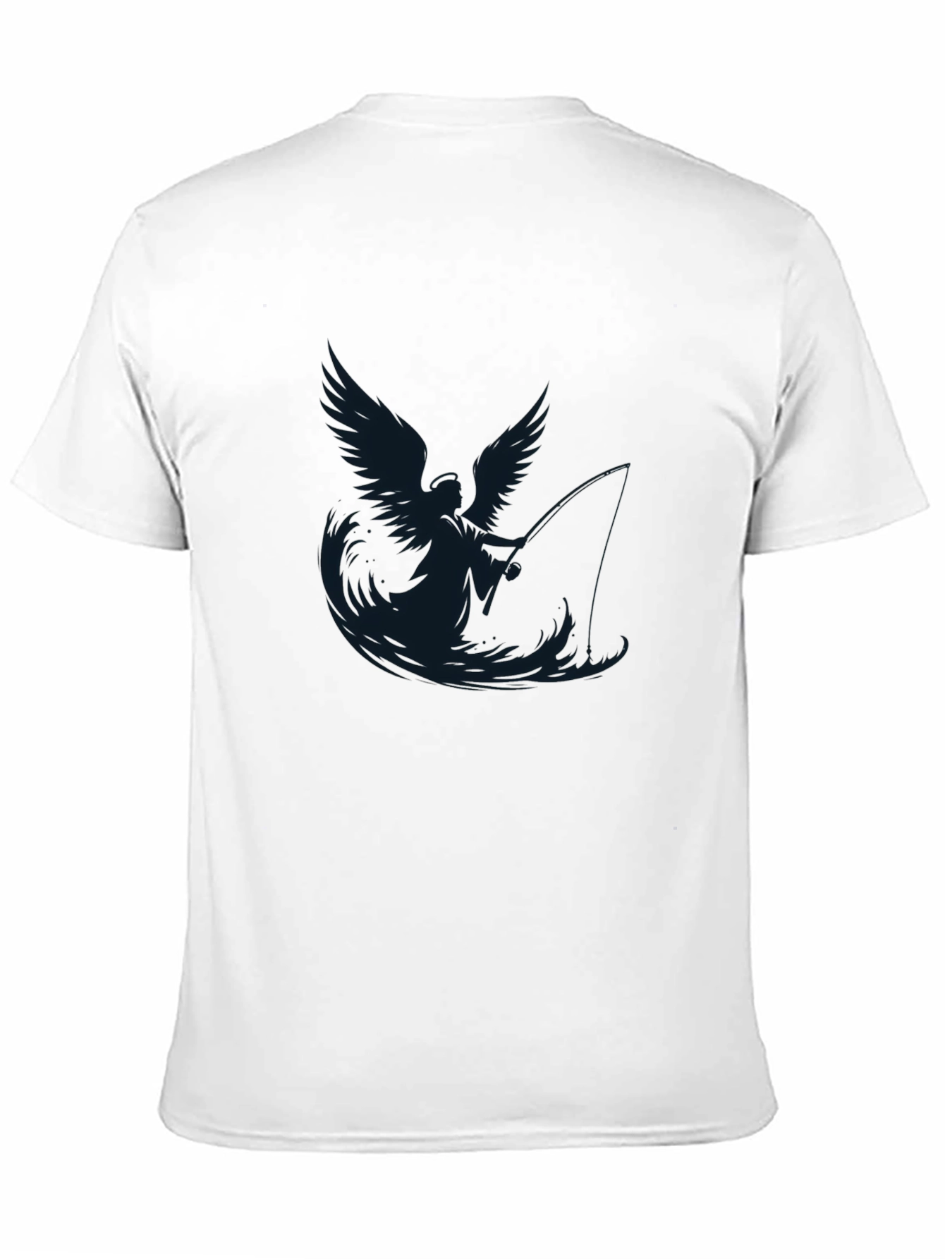 Angel Fisherman Graphic Black T-Shirt