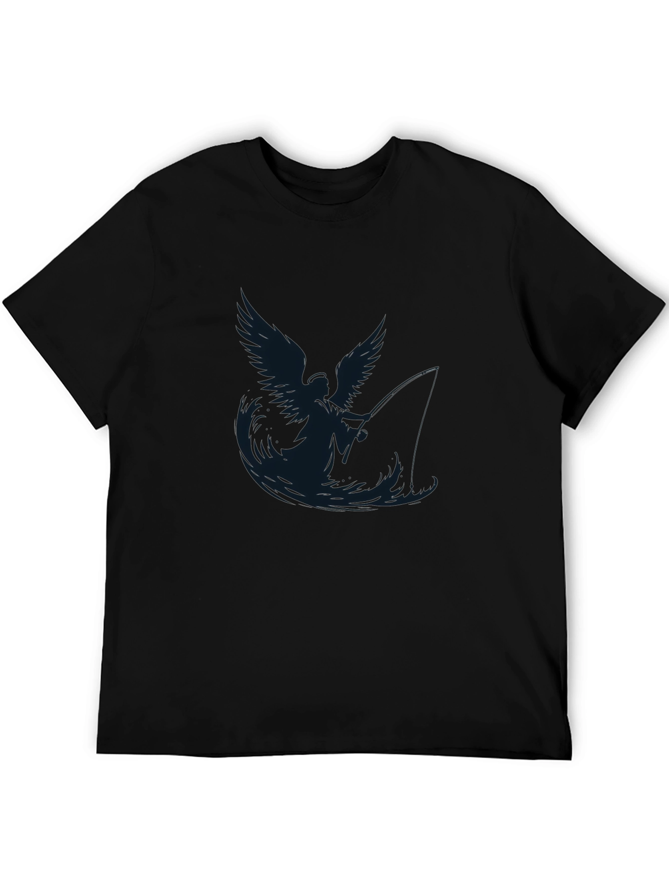 Angel Fisherman Graphic Black T-Shirt