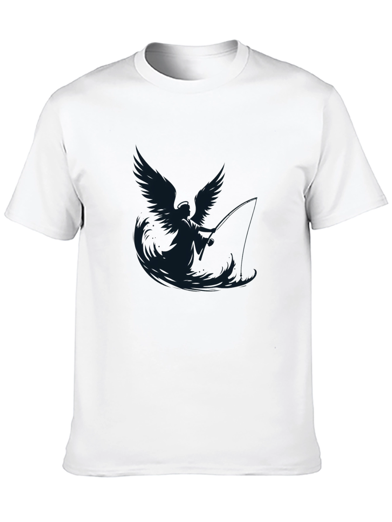Angel Fisherman Graphic Black T-Shirt