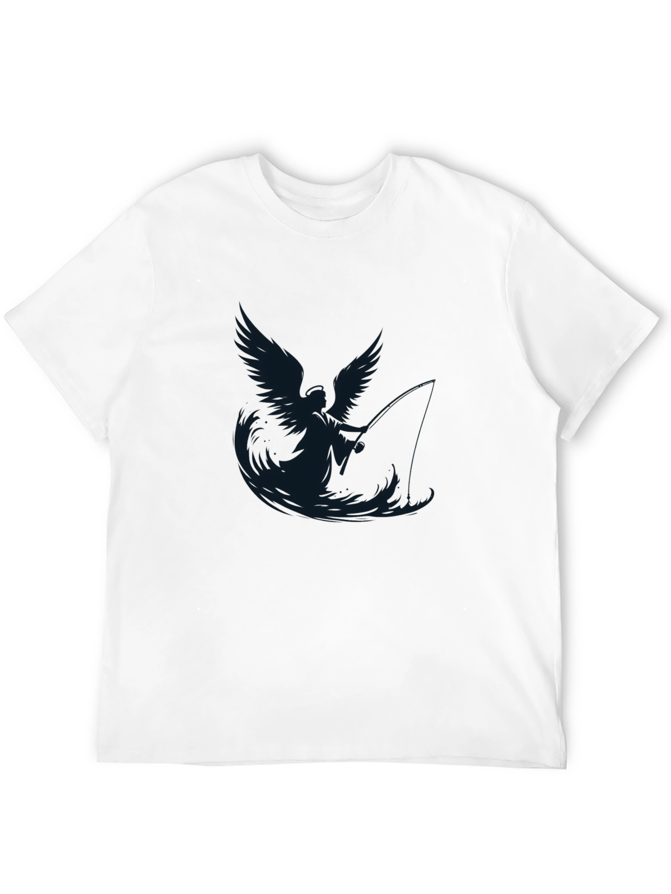 Angel Fisherman Graphic Black T-Shirt