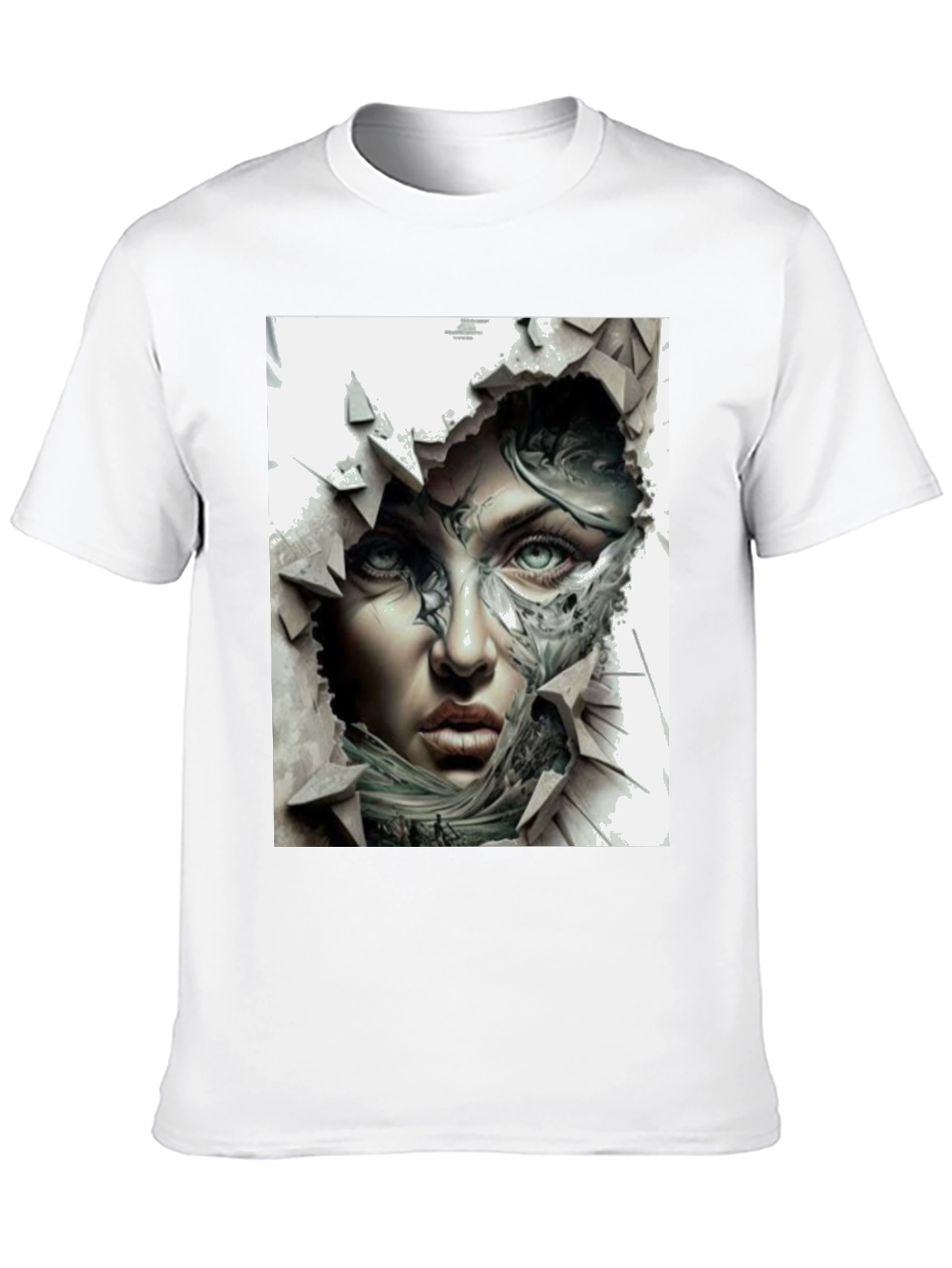 Artistic Woman Face Graphic Black T-Shirt