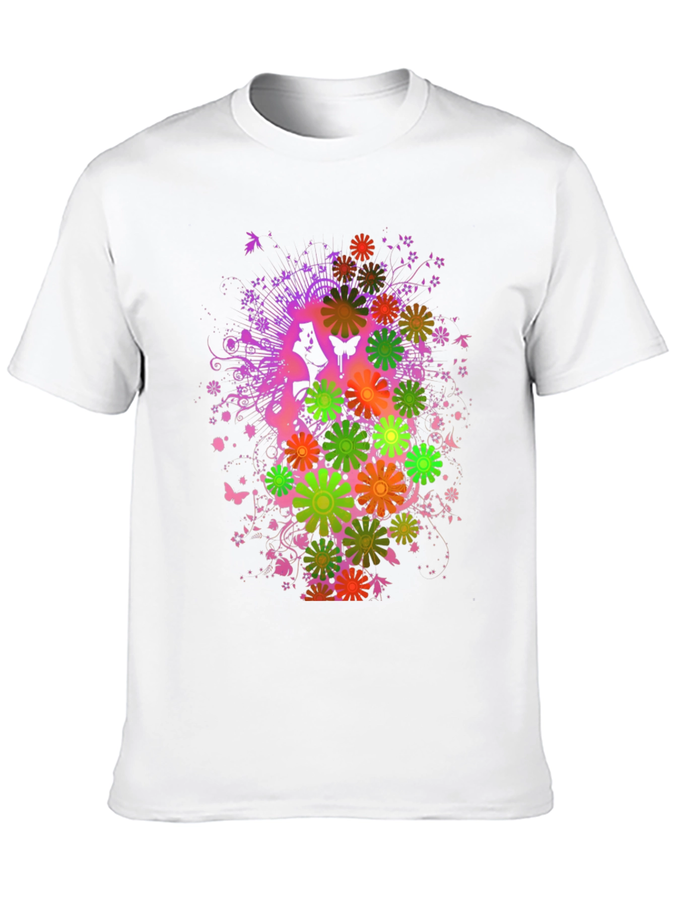 Floral Butterfly Graphic Tee - Black Cotton Blend